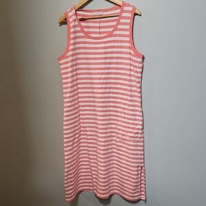 Talbots Pink and White Striped Midi Dress
